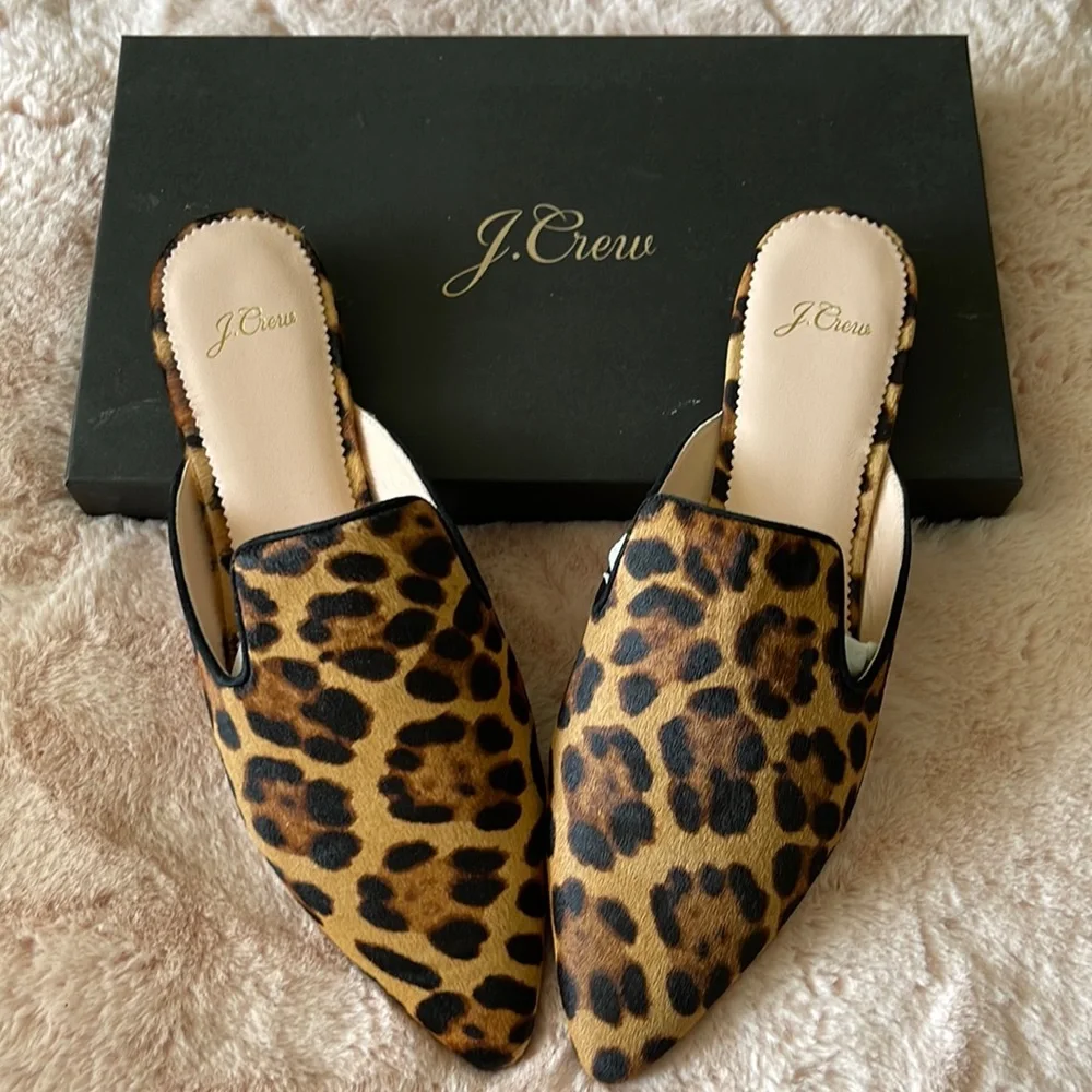 J.Crew Pointed-Toe Slides in Calf Hair - Picture 1 of 6